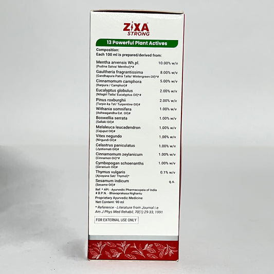 Zixa Strong Ortho Pain Massage Oil - Ayurvedic Relief for Joint, Muscle & Back Pain (90 ml)