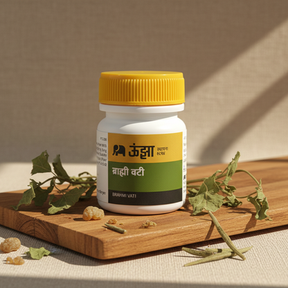 Brahmi Vati Tablets - Ayurvedic Brain & Memory Booster by Unjha Pharmacy (60 Tablets)