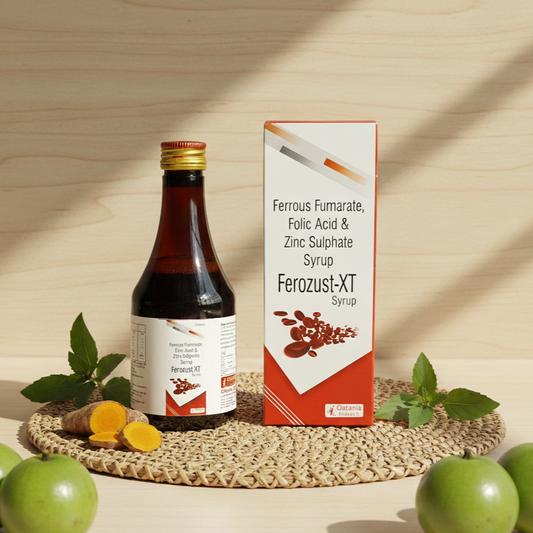 Ferozust-XT Syrup - Iron, Folic Acid & Zinc Supplement for Anemia & Fatigue (200ml)