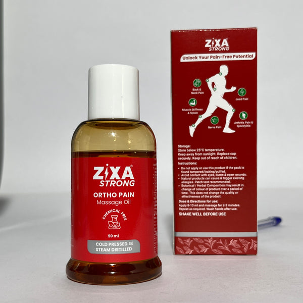 Zixa Strong Ortho Pain Massage Oil - Ayurvedic Relief for Joint, Muscle & Back Pain (90 ml)
