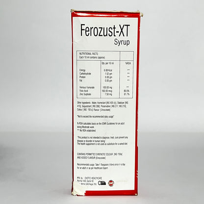 Ferozust-XT Syrup - Iron, Folic Acid & Zinc Supplement for Anemia & Fatigue (200ml)