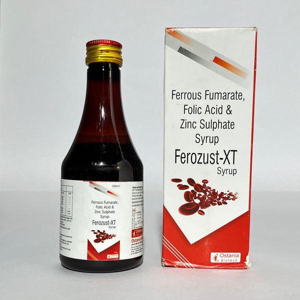 Ferozust-XT Syrup - Iron, Folic Acid & Zinc Supplement for Anemia & Fatigue (200ml)