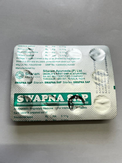Swapna Sap Tablets - Ayurvedic Sleep & Stress Relief Formula (Sitaram Ayurveda)