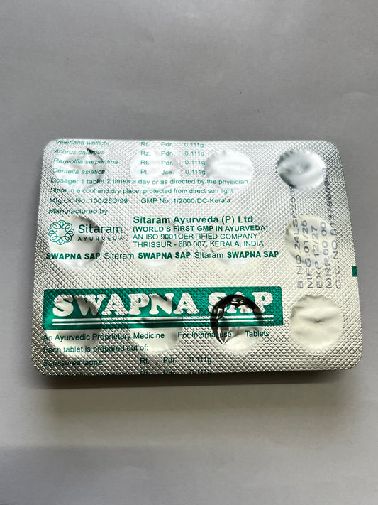Swapna Sap Tablets - Ayurvedic Sleep & Stress Relief Formula (Sitaram Ayurveda)
